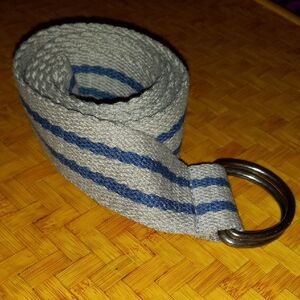 Wenzhou Ouyuan Co. Ltd. Nautical Gray and Blue Striped Men's Belt Sz. 40